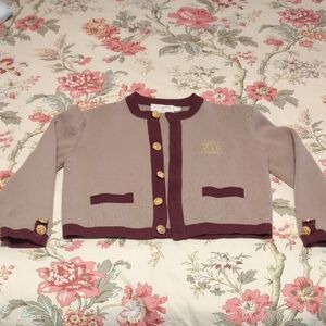 Guy Laroche Wool Cardigan Gold Button Accents